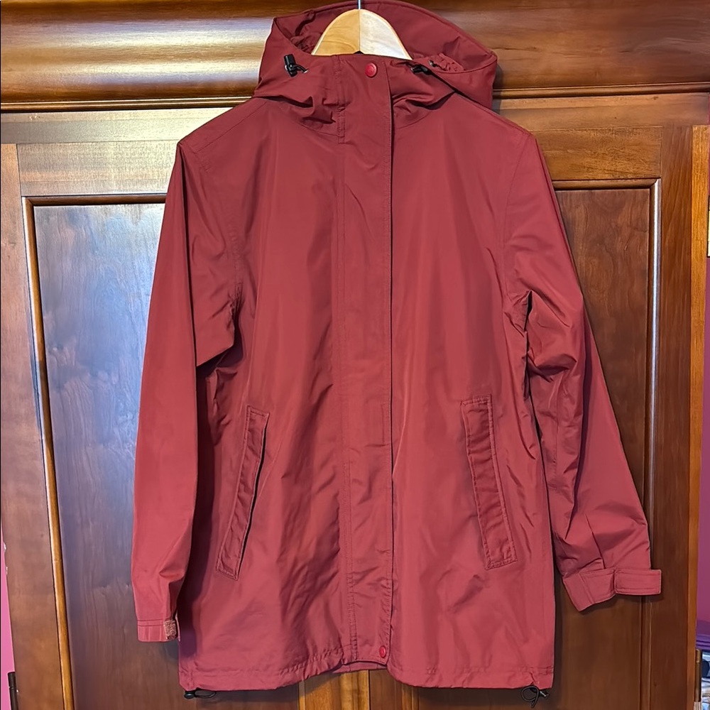 LL Bean Red Hooded Rain Jacket